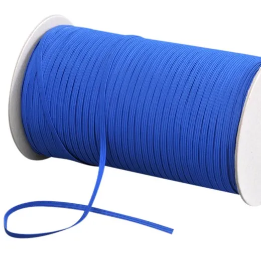 Flachgummi, ca. 5 mm breit, gelb, textilumflochten, Rolle mit 500 m