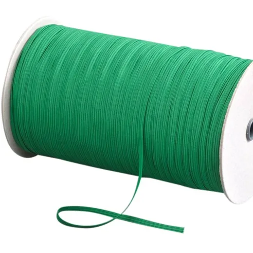 Flachgummi, ca. 5 mm breit, gelb, textilumflochten, Rolle mit 500 m