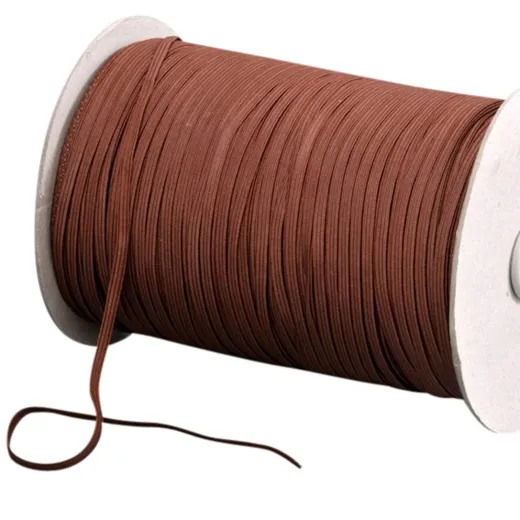 Flachgummi, ca. 5 mm breit, gelb, textilumflochten, Rolle mit 500 m