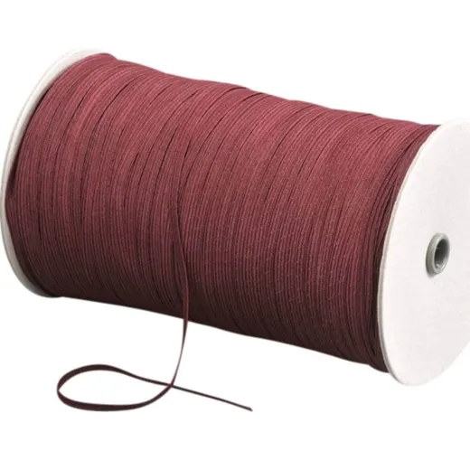 Flachgummi, ca. 5 mm breit, gelb, textilumflochten, Rolle mit 500 m