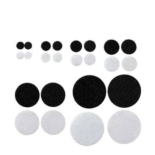 Klettpunkte auf Rolle, Set - Haken & Flausch | 13 mm | schwarz