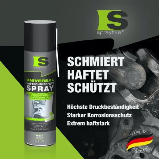 1 x 500 ml Universal-Haftschmierfett-Spray – stark haftend, kriechfähig, wasserbeständig"