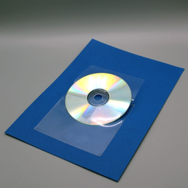 CD/DVD-Tasche mit Klappe zum Einstecken, selbstklebend,129x130mm,transparent