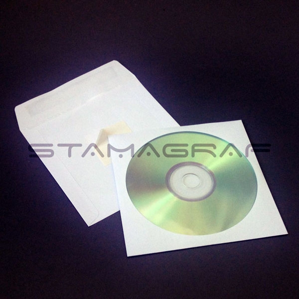 SK CD/DVD Tasche, Papier, weiß, Format: 124 x 124 mm
