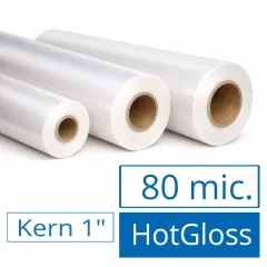 Heißlaminierfolie 80mic, 320mm x 75m, glänzend, Kern: 25mm ( 1" )