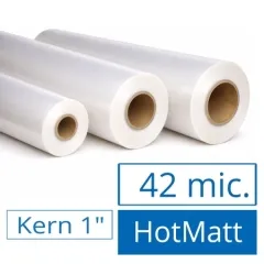 Heißlaminierfolie 42mic, 320mm x 150m, matt, Kern 25mm ( 1" )
